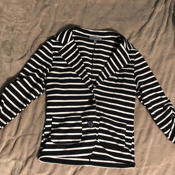 Jackets & Blazers - Black & White Striped Blazer